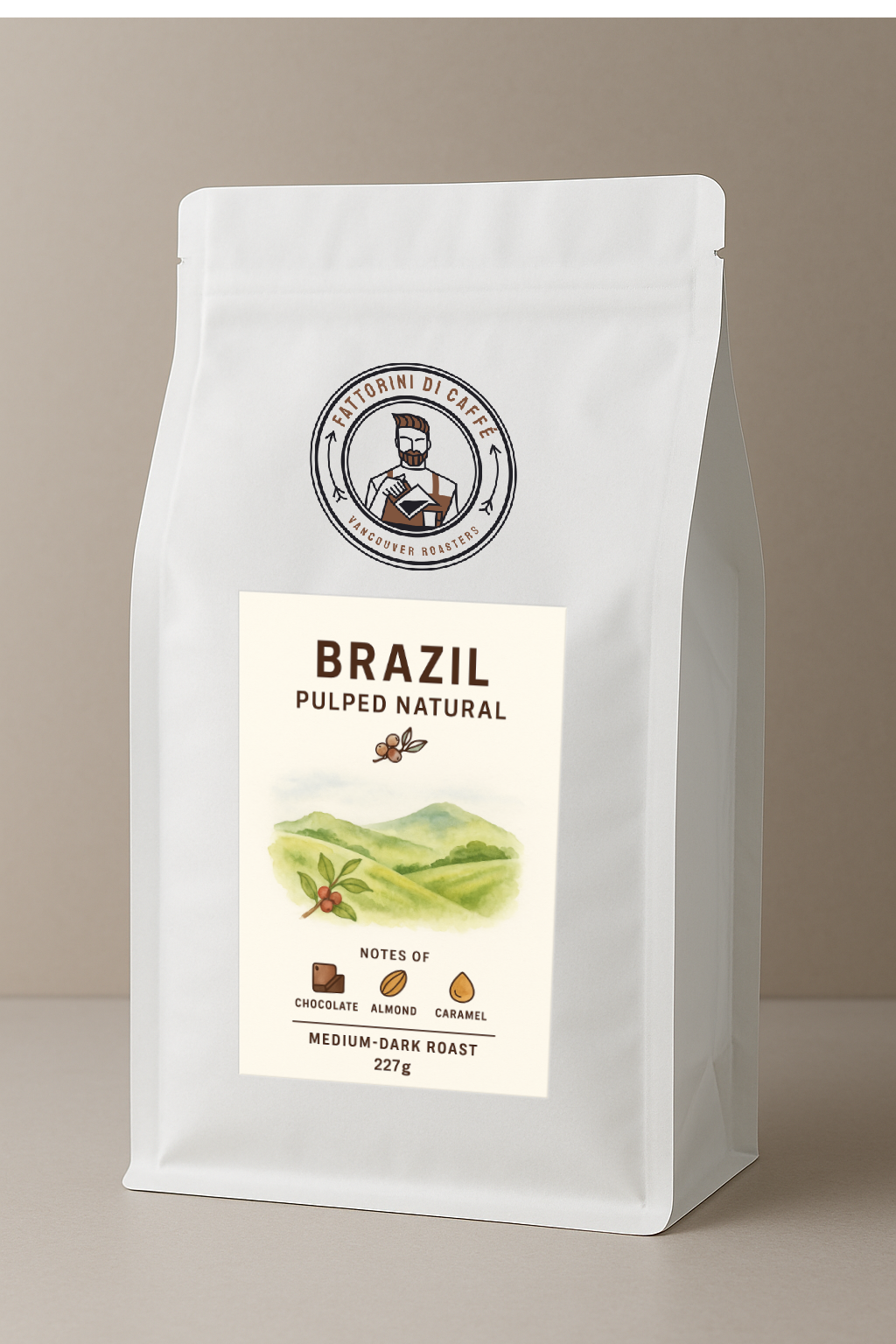 Brazil Pulped Natural – Medium-Dark Roast (227g)