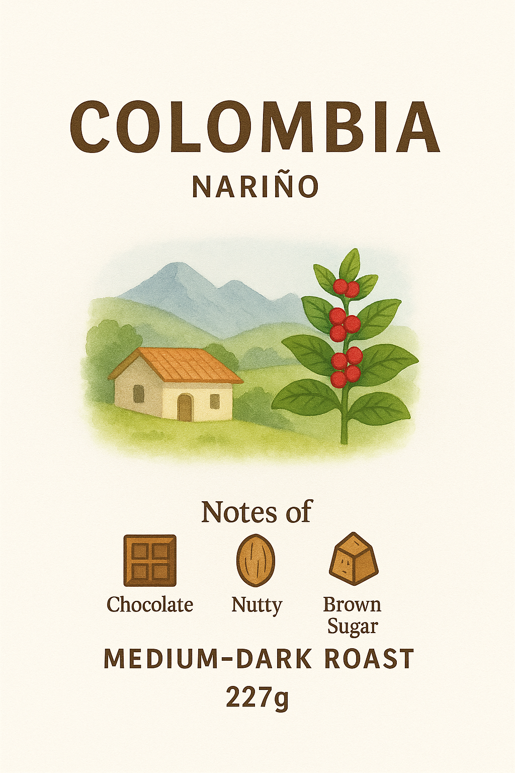 Colombia Nariño – Medium-Dark Roast (227g)